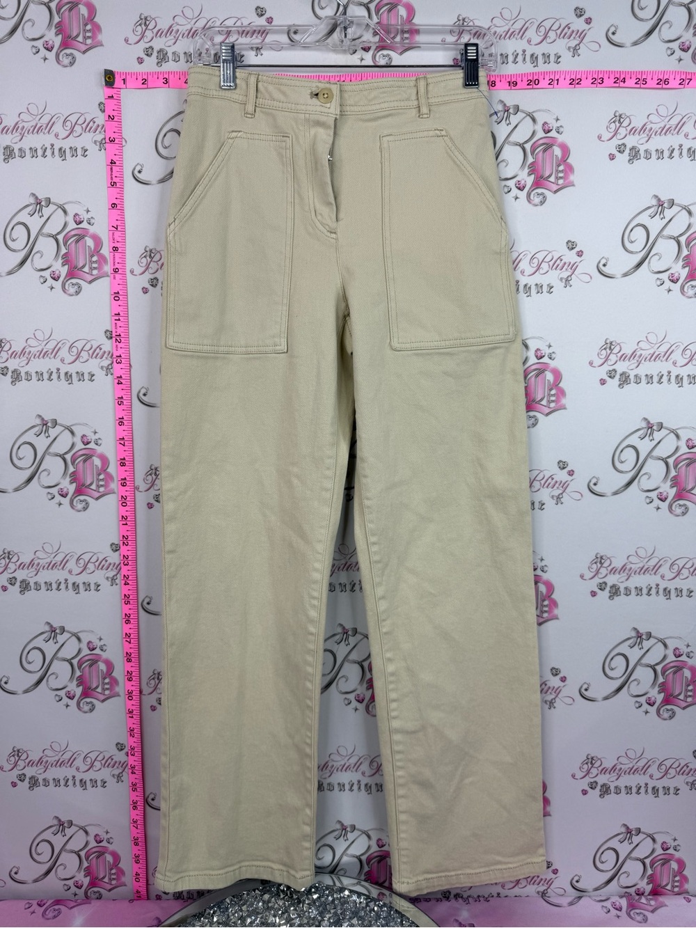 Wilfred pants Cream Wide-Leg Utility Pants with Front Patch Pockets